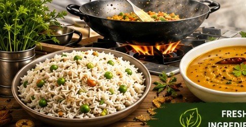Fresh rice and dal from Khana Wala